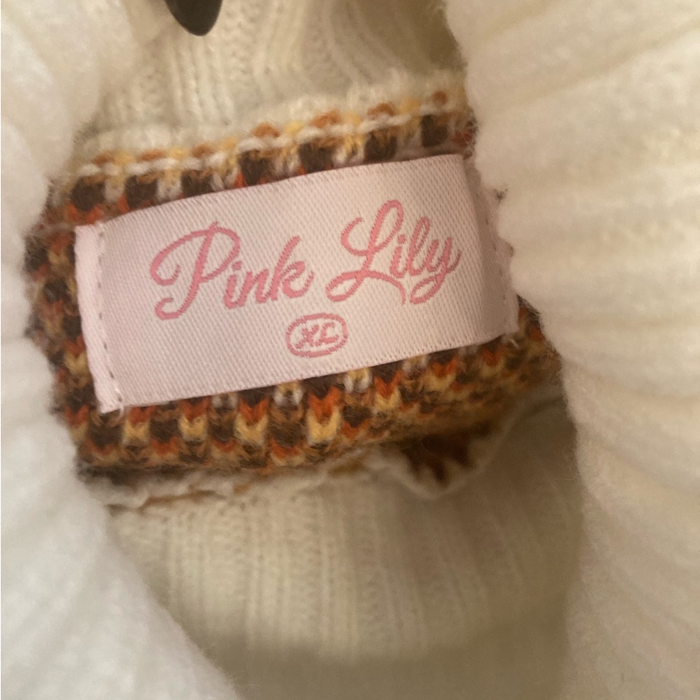 Boho Floral Turtleneck Sweater Dress x Pink Lily Women’s XL - Picture 3 of 12